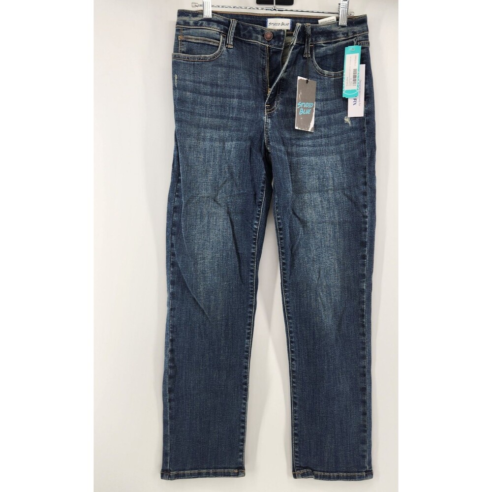 Studio Blue Women's Size 29 Indigo Mid Rise Relaxed Straight Pocket Jeans NWT